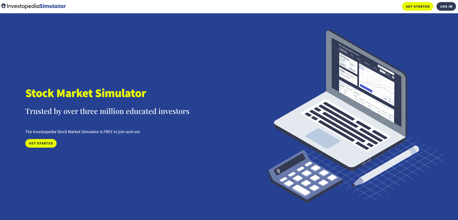 Get Started screen of the Investopedia Simulator