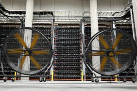 Fans cool cryptocurrency mining rigs at the Bitfarms Bunker facility in Sherbrooke, Quebec, Canada, on Monday, Sept. 9, 2024. 