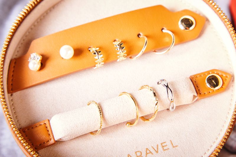 The earring and ring holder on the Paravel Jewelry Case