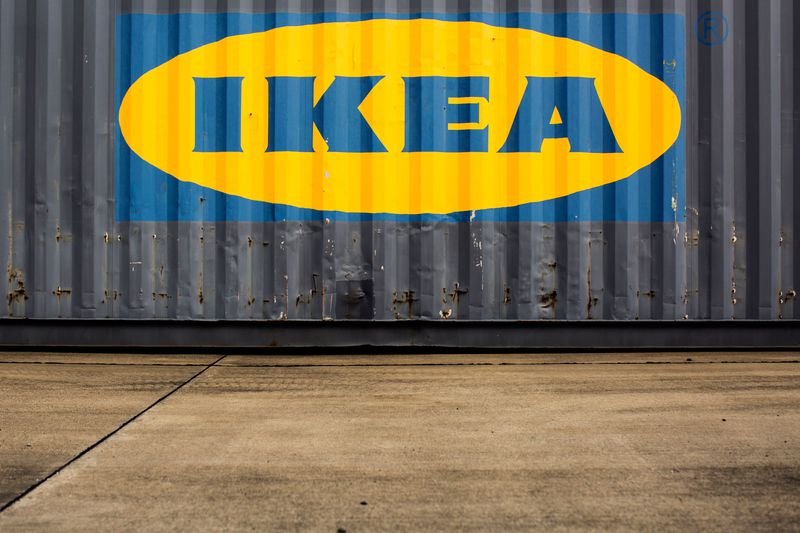 IKEA logo on wall
