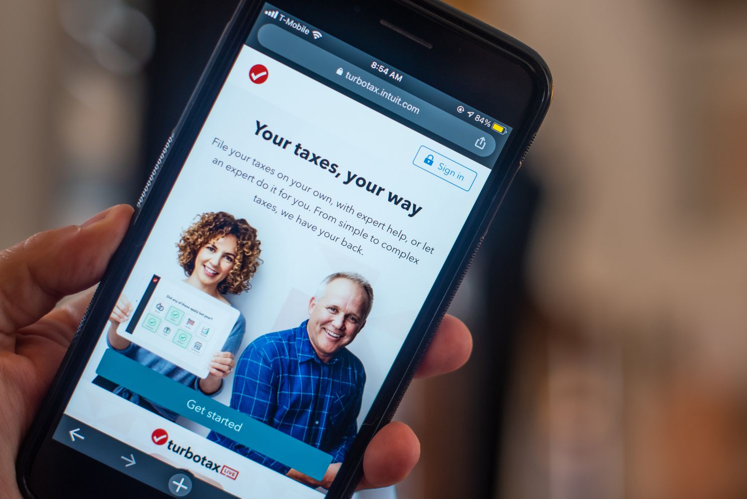 The TurboTax website on a smartphone in an arranged photograph in Hastings-on-Hudson, New York, U.S., on Friday Sept. 3, 2021.