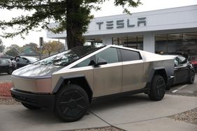 Tesla Cybertruck at a dealership.