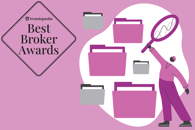 Custom illustration for best broker awards at Investopedia for the best IRA accounts.