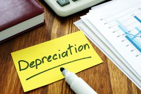 Depreciation Concept. Stack of Business Papers