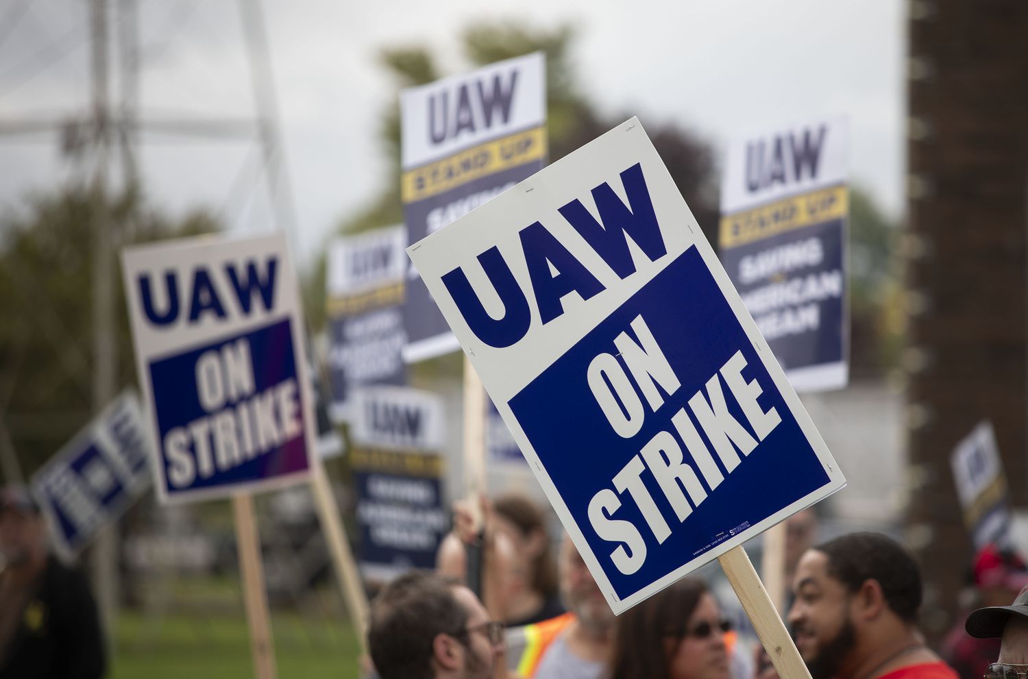 United Auto Workers members strike at General Motors plant