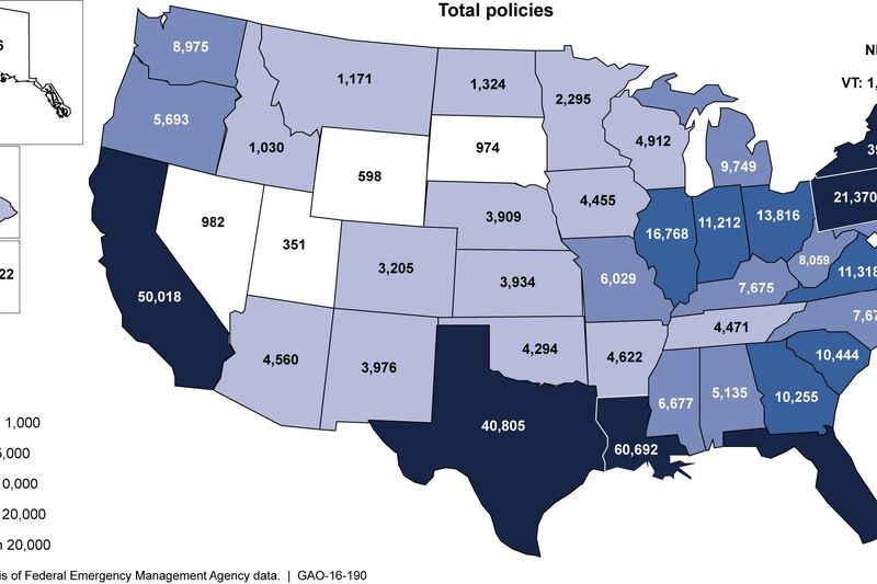 Number of Estimated Subsidized Flood Insurance Policies by State, as of September 2013