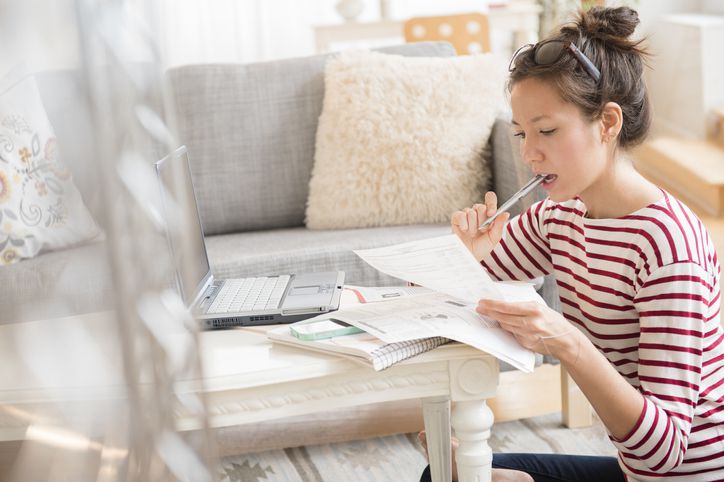 Woman working on papers