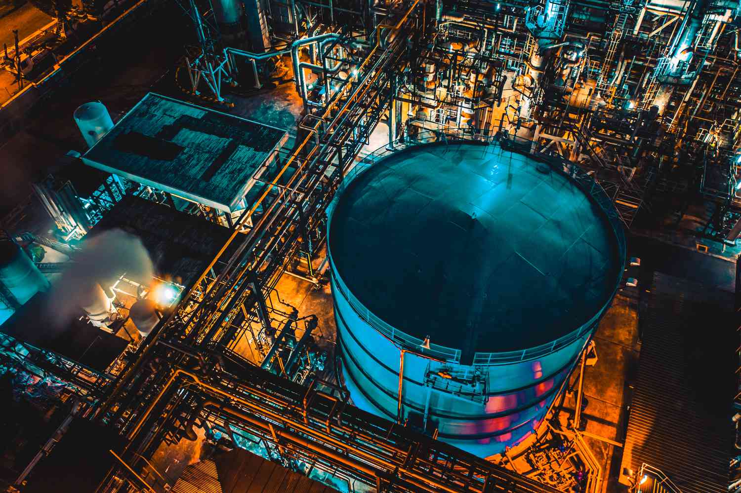 Ariel view of an oil refinery plant