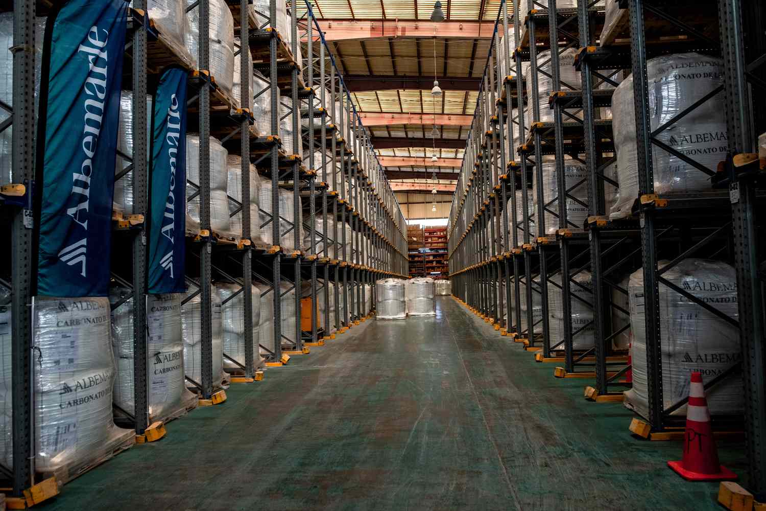Sacks of lithium carbonate at the Albemarle Corp.'s lithium processing facility in Antofagasta, Chile, on March 2, 2024
