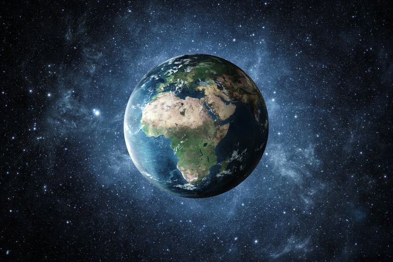 Planet earth from space at night
