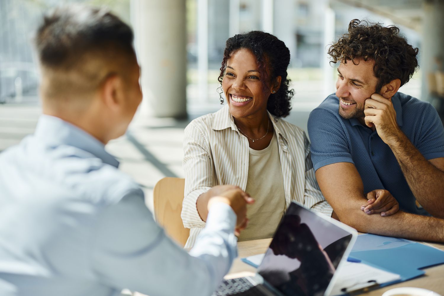 Three people meeting