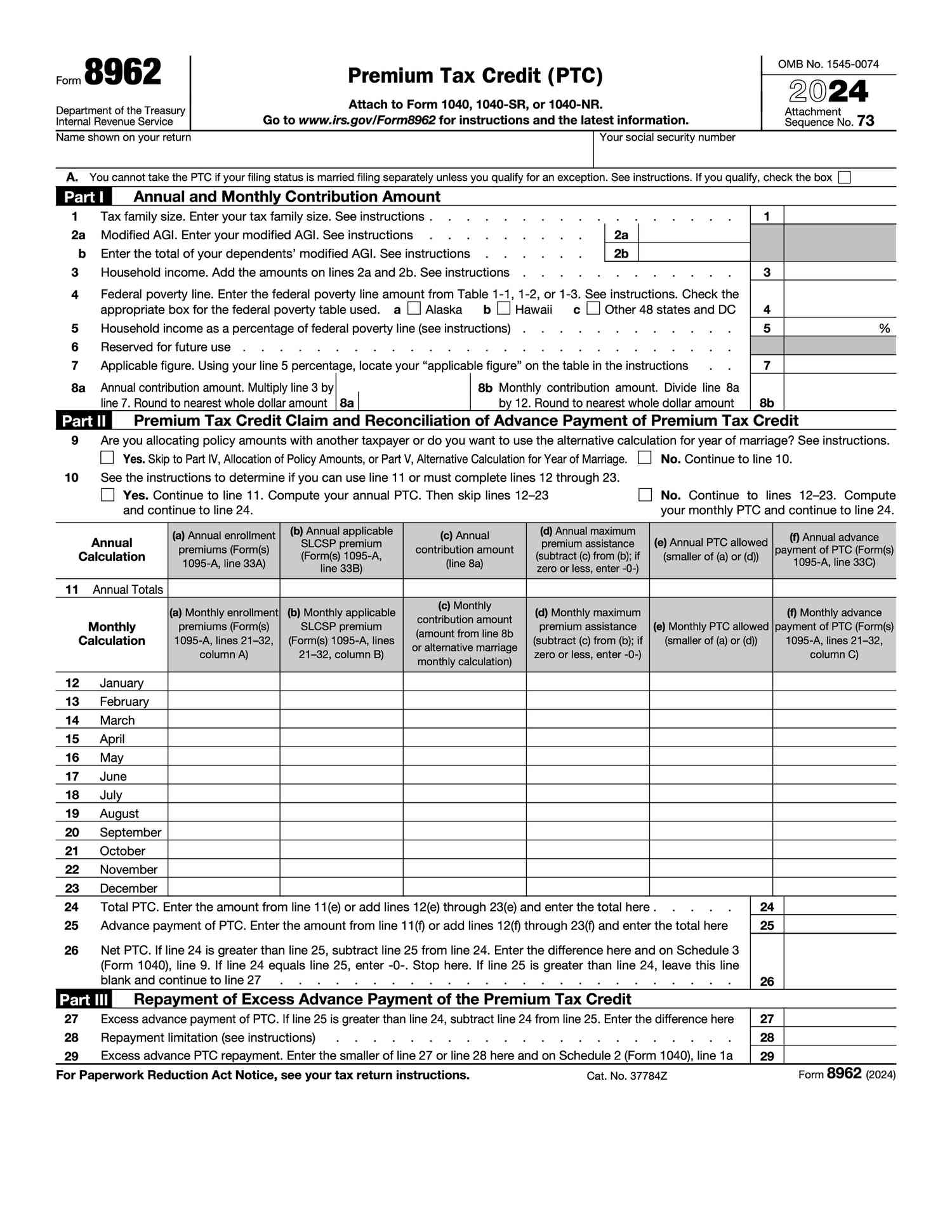 Form 8962, 2024