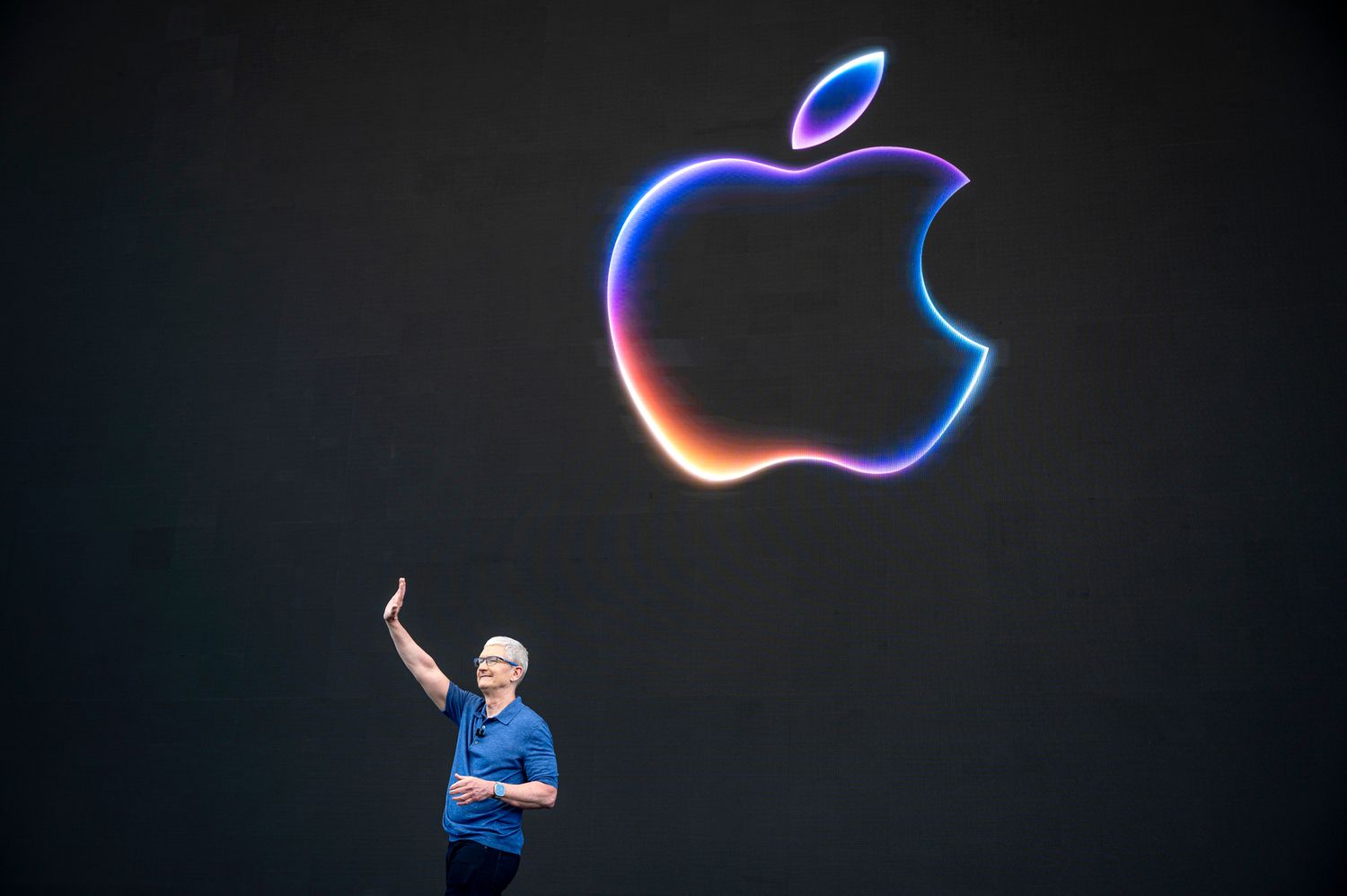 Tim Cook, chief executive officer of Apple Inc., during the Apple Worldwide Developers Conference at Apple Park campus in Cupertino, California