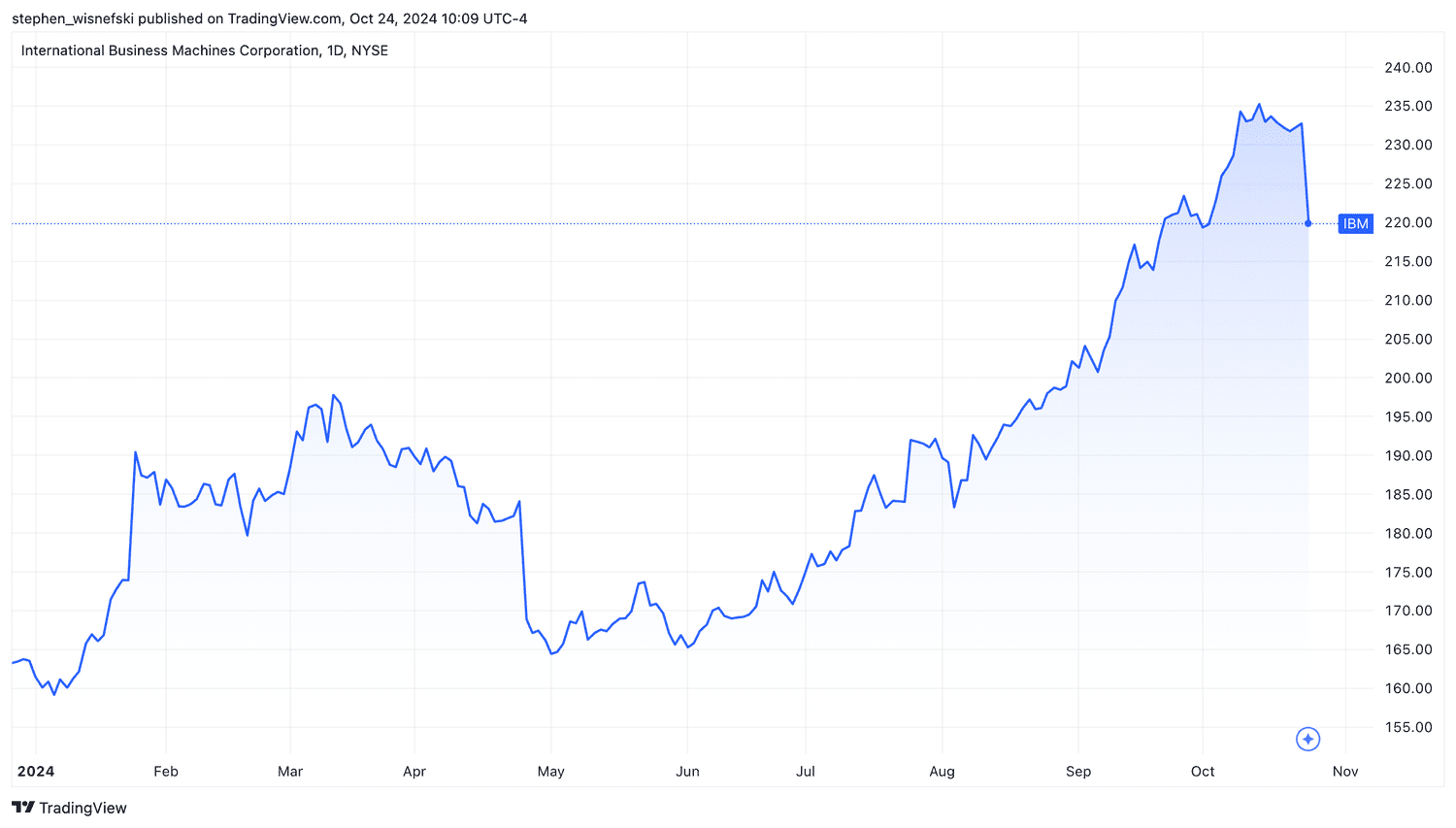 IBM YTD stock price chart
