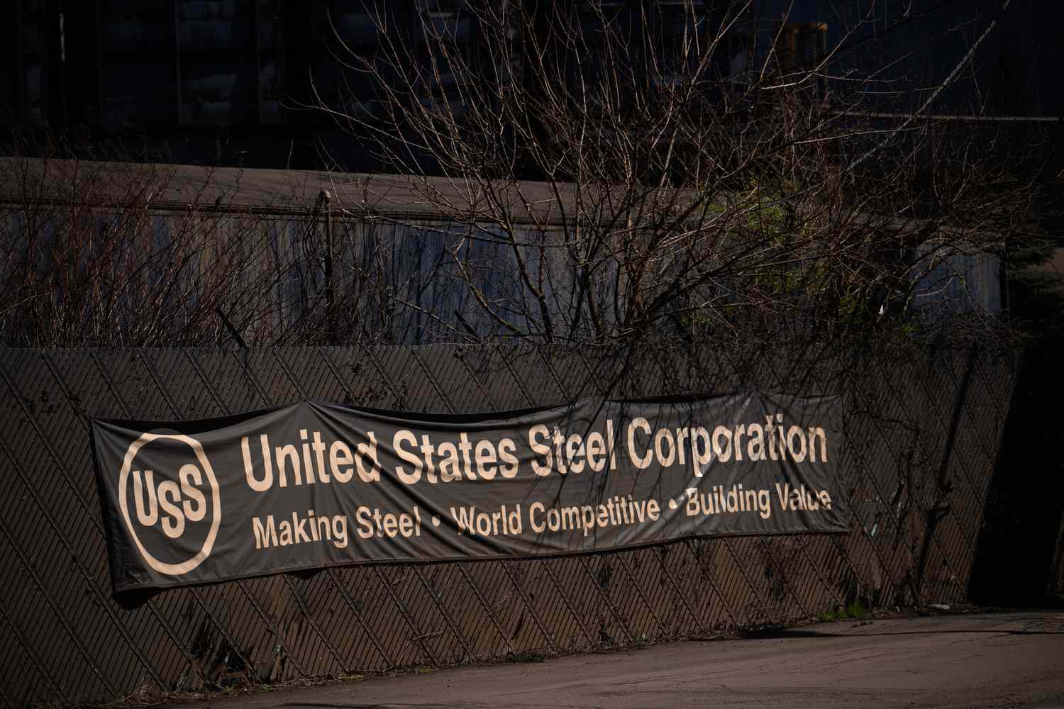 Signage at the United States Steel Corp. Edgar Thomson Works steel mill in Braddock, Pennsylvania