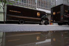 UPS delivery trucks in New York