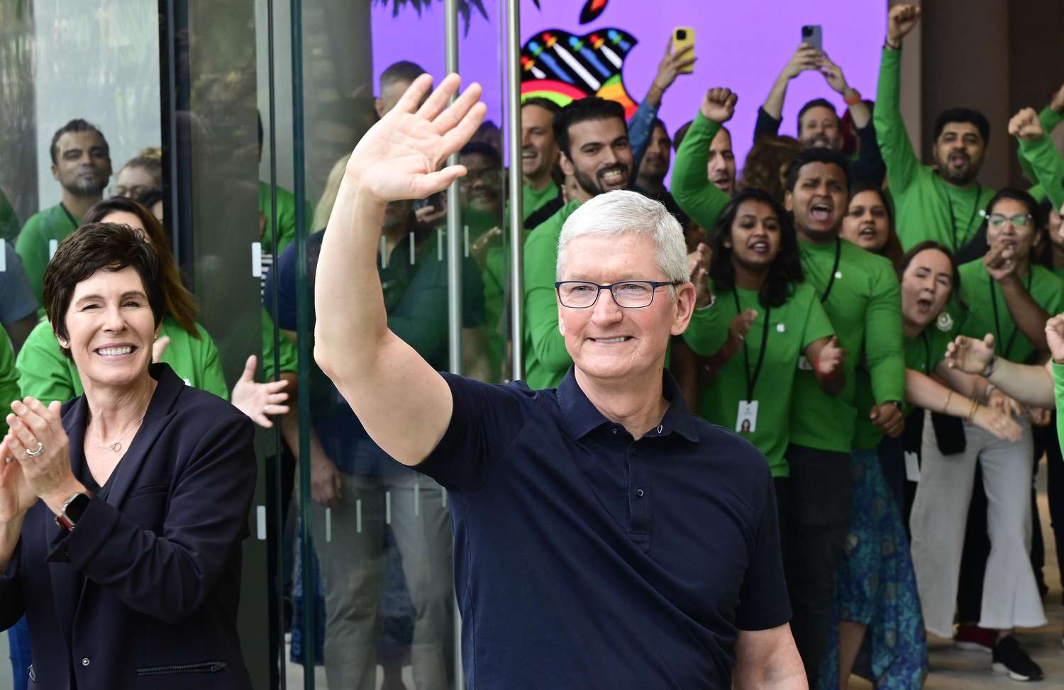 Tim cook at launch of India's first Apple store