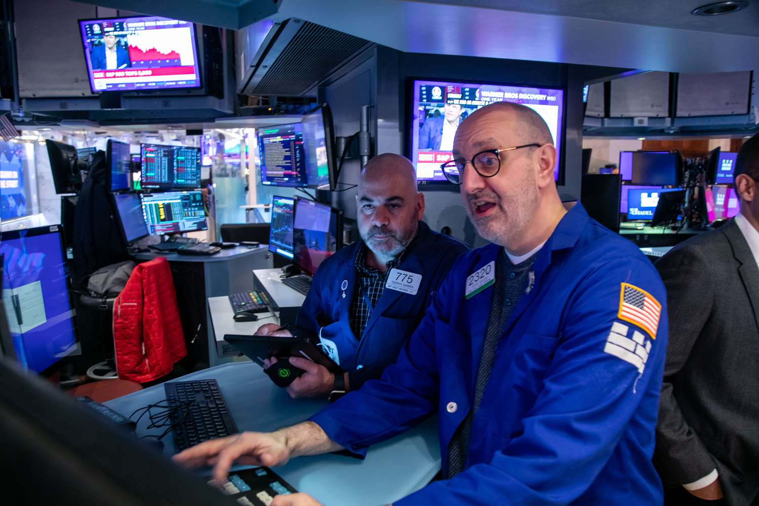 Traders work on the floor of the New York Stock Exchange (NYSE).