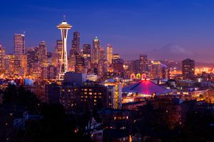Night time image of Seattle, Washington,