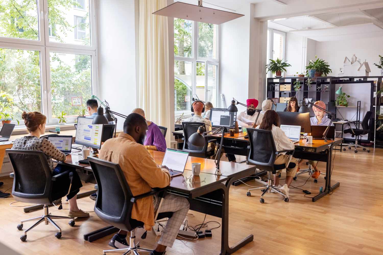 Workers in an open office