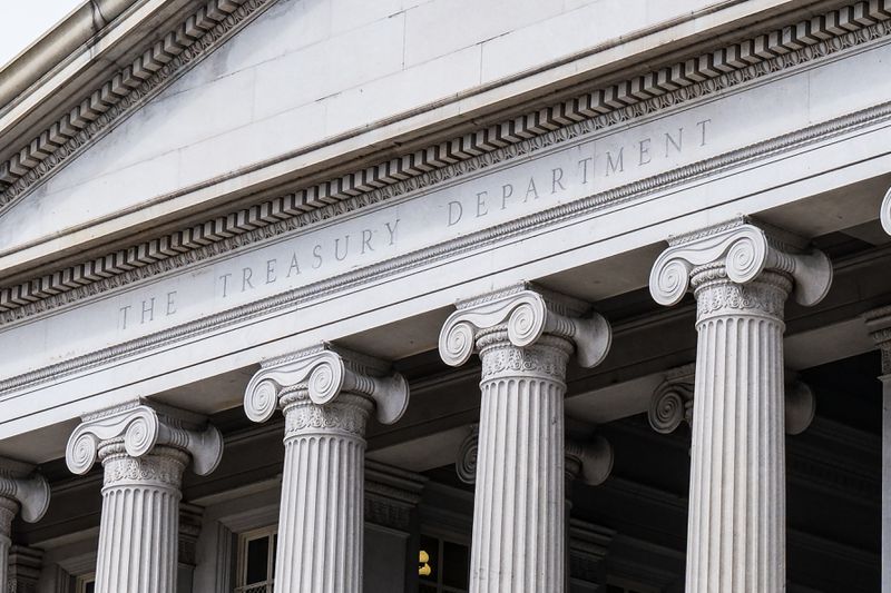 United States Treasury Department Building in Washington, DC.