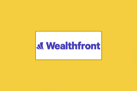 Image shows Wealthfront logo in the center of a yellow background.