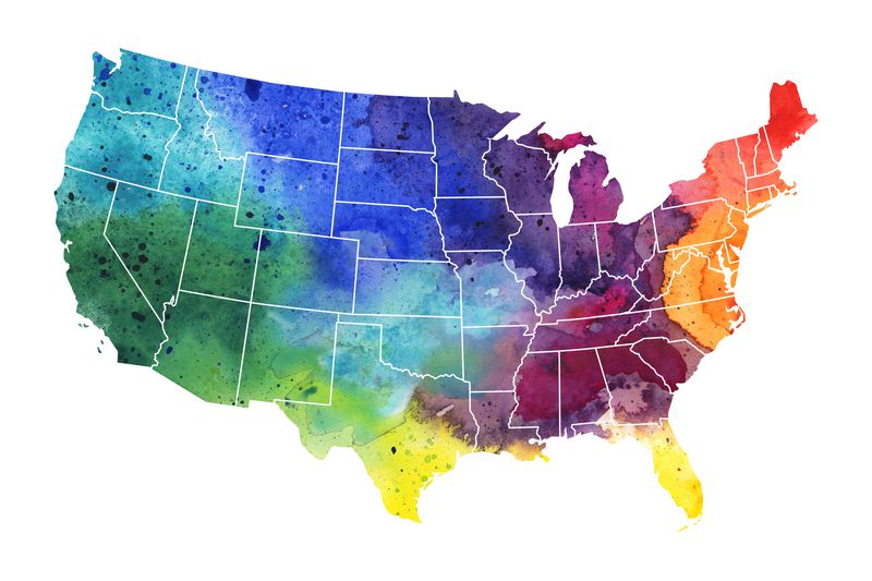 United States map in water color