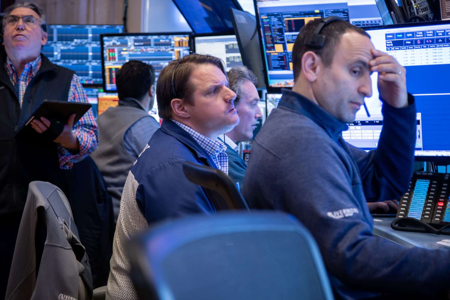 Traders work on the floor of the New York Stock Exchange 