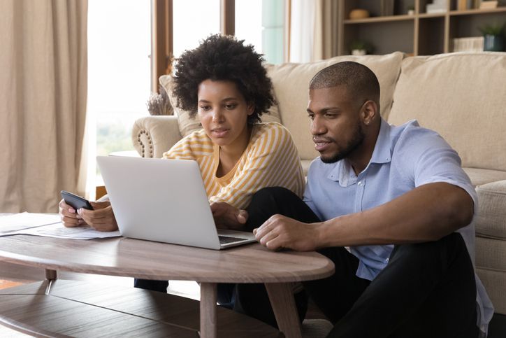 Couple doing taxes