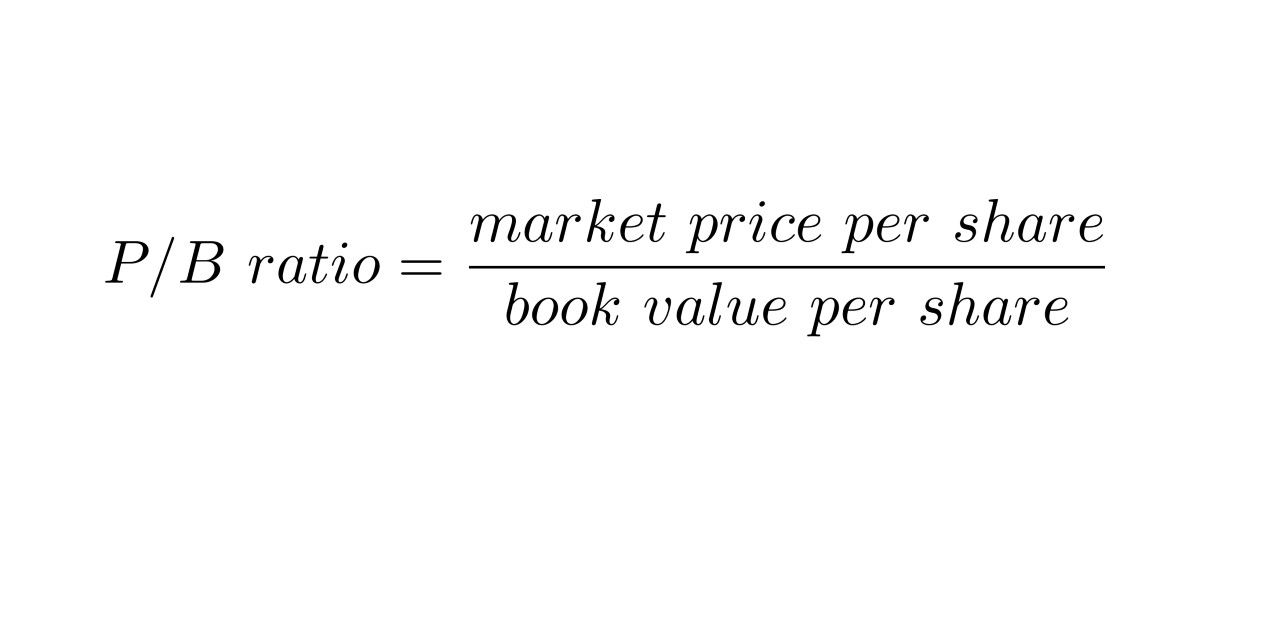 P/B ratio = market price per share / book value per share