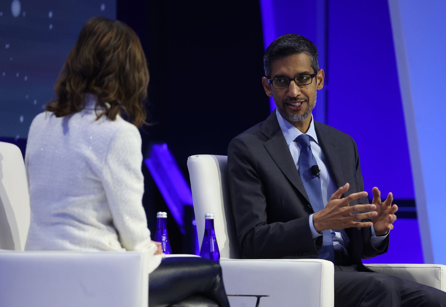 Alphabet and Google CEO Sundar Pichai speaks at an event in November 2023.