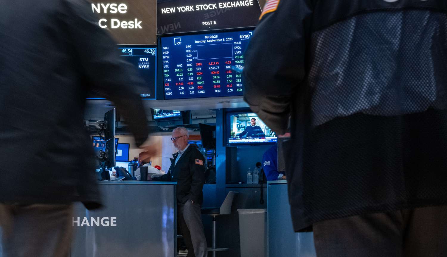 Traders work on the floor of the New York Stock Exchange (NYSE).