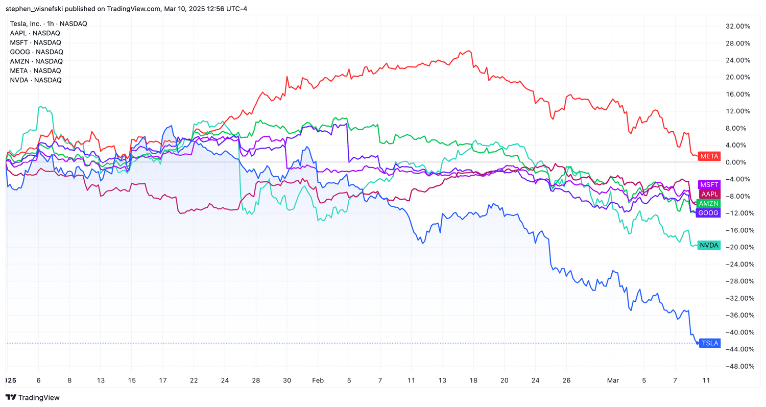 Mag 7 stocks price chart YTD