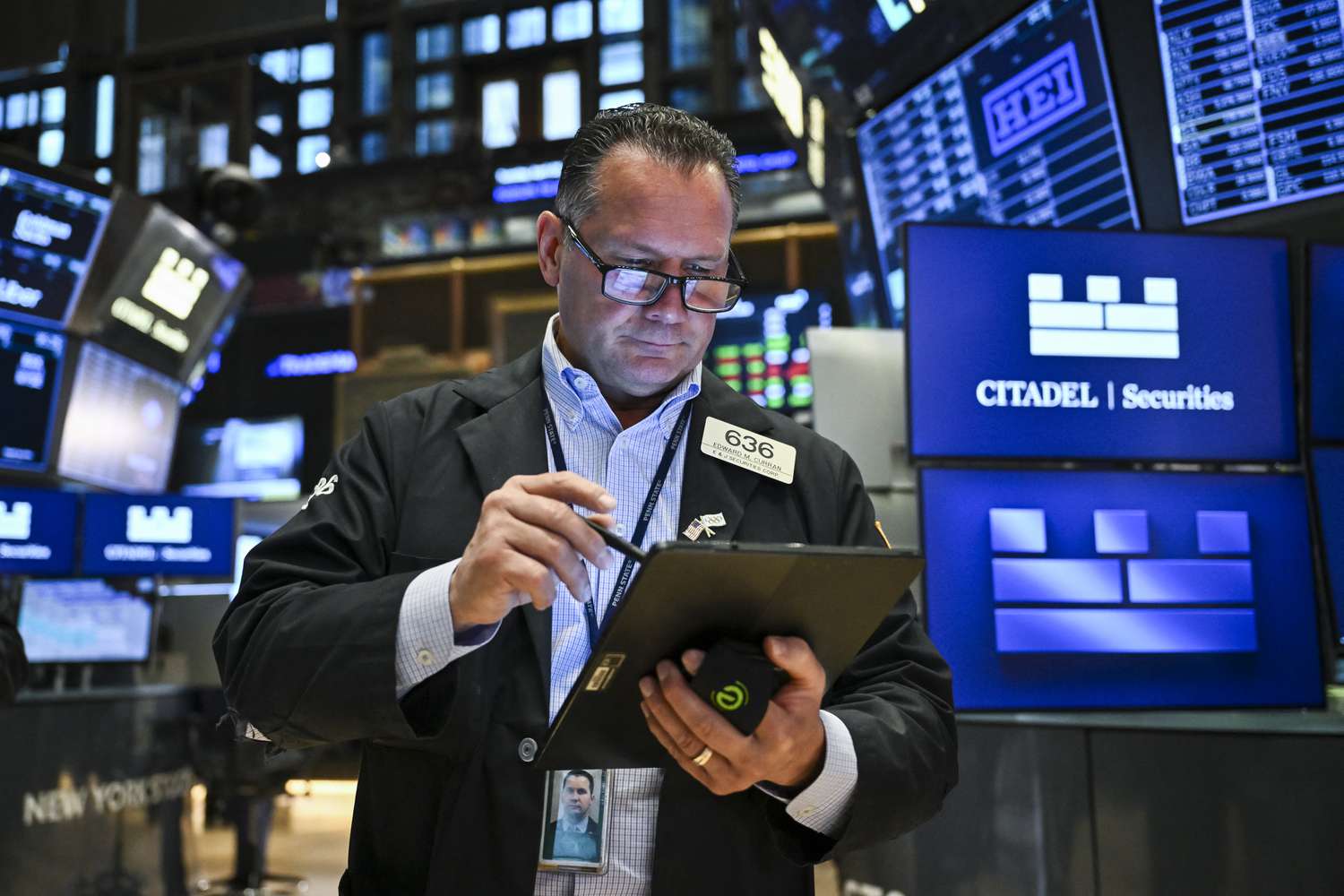 A trader works on the floor of the New York Stock Exchange
