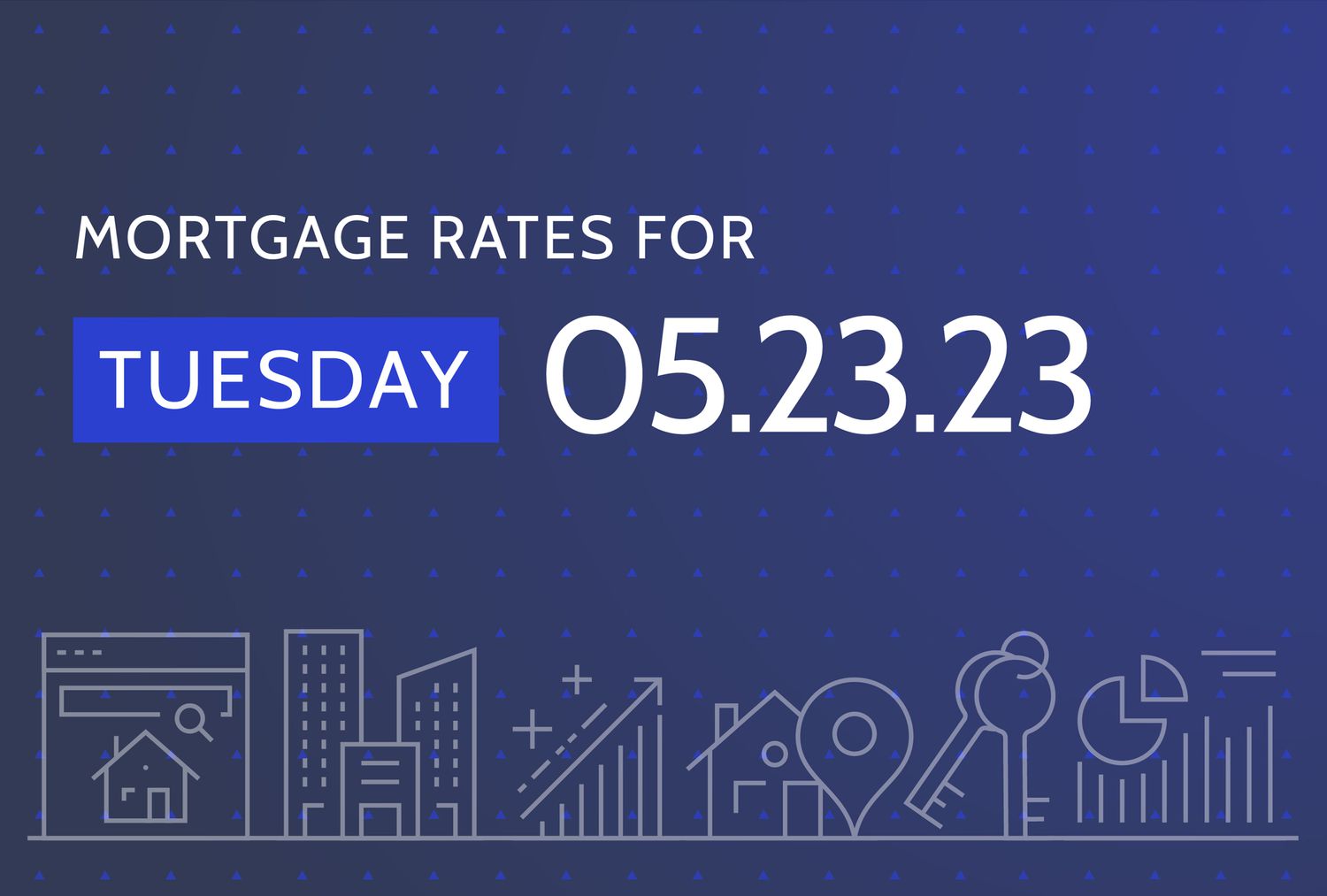 Custom visual asset reads "mortgage rates for Tuesday May 23, 2023."