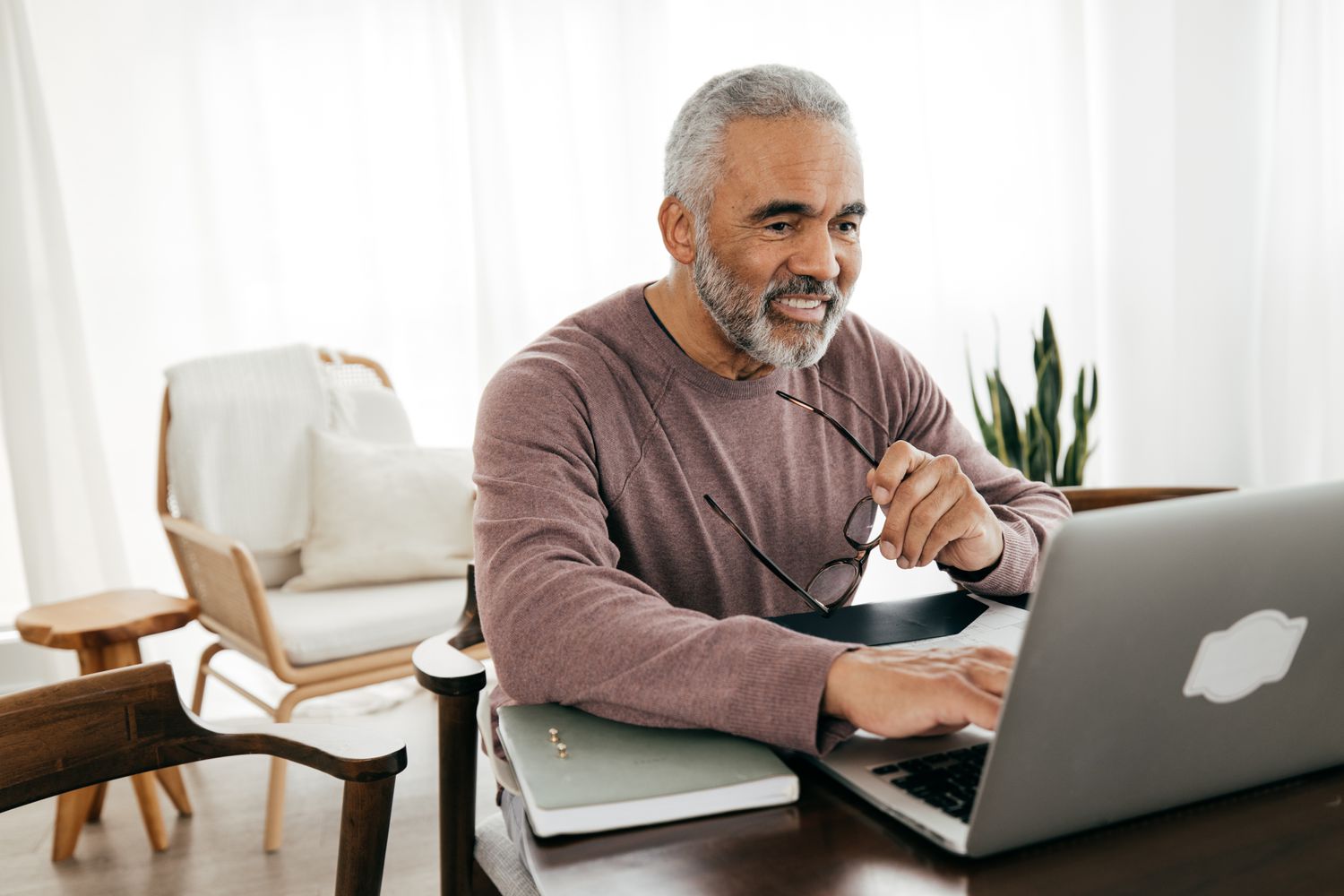 Older man with computer