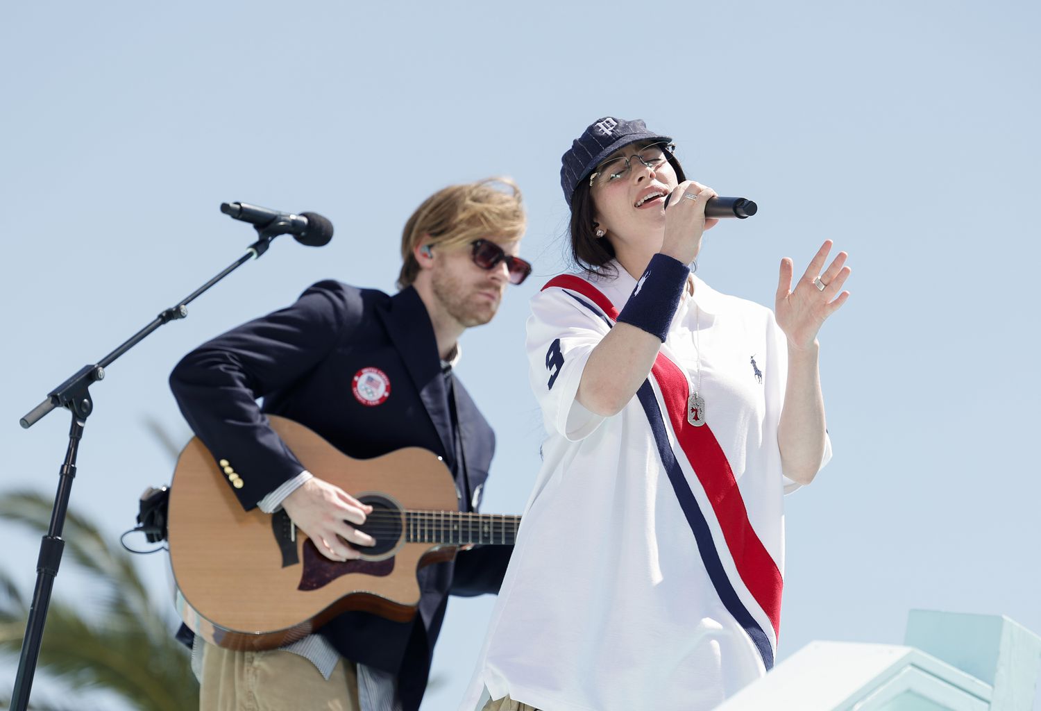 FFINNEAS and Billie Eilish perform at the LA28 Olympic Games Handover Celebration. 