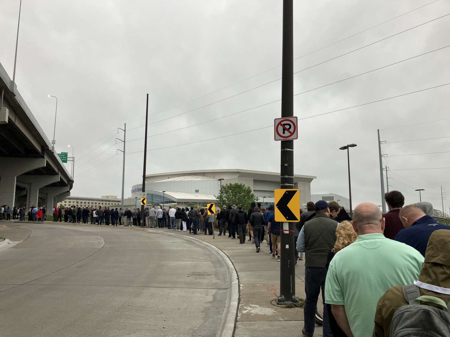 Fans line up outside of CHI Health Center Arena in Omaha, Nebraska ahead of Berkshire Hathaway's annual meeting. 
