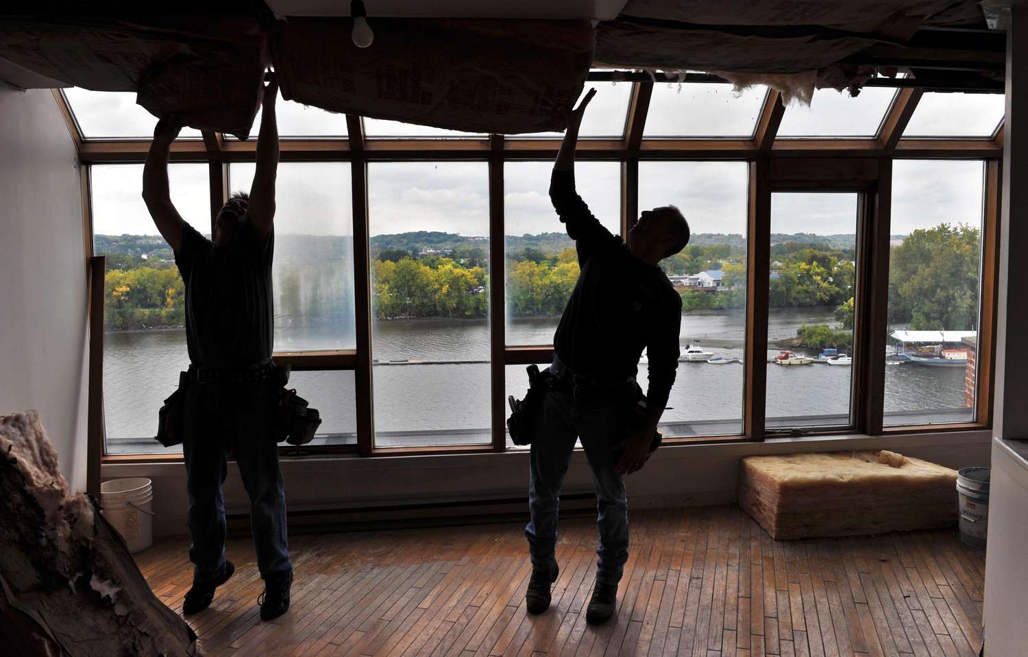 Contractors at work at a home in New York State. 