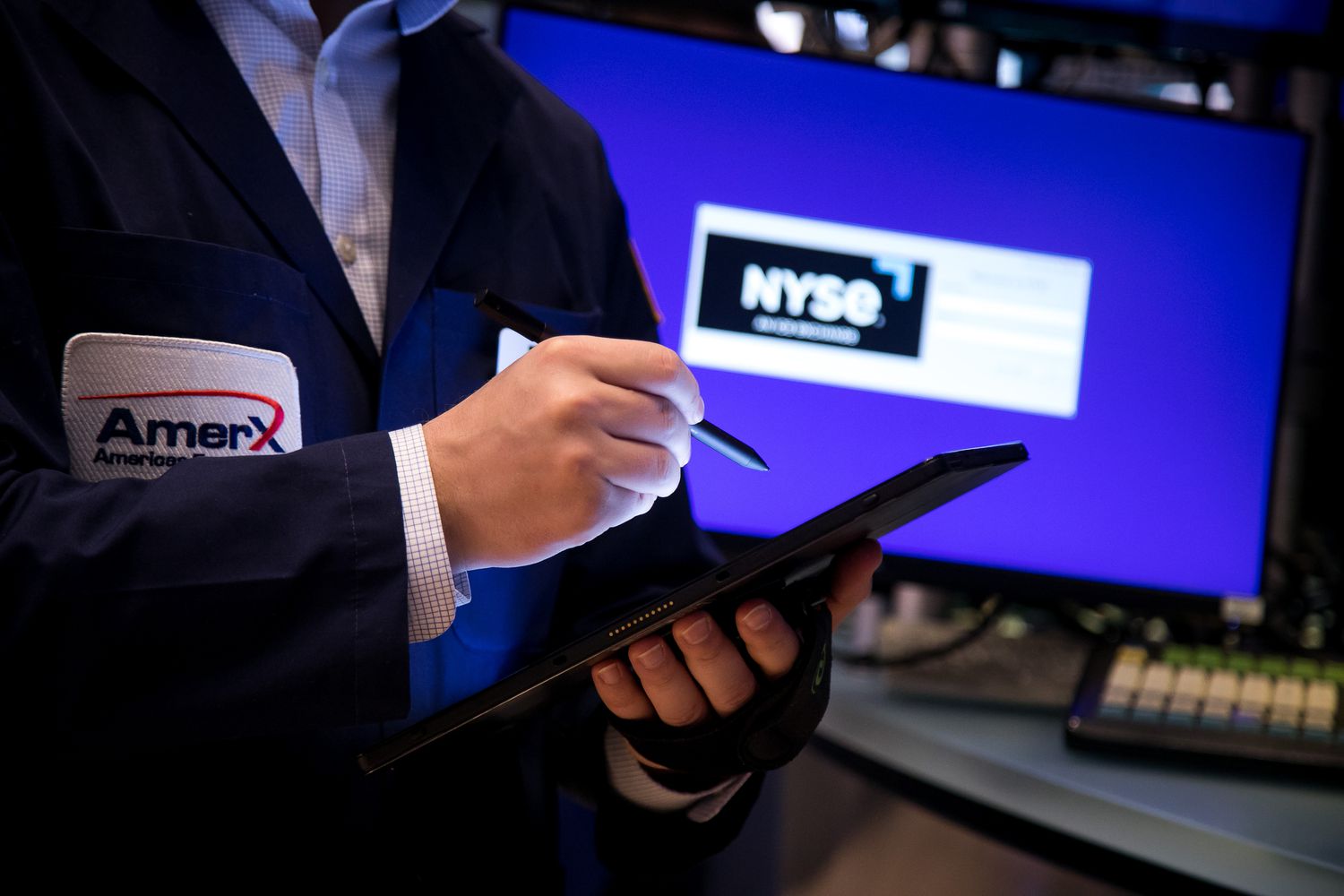 A trader works on the floor of the New York Stock Exchange (NYSE).