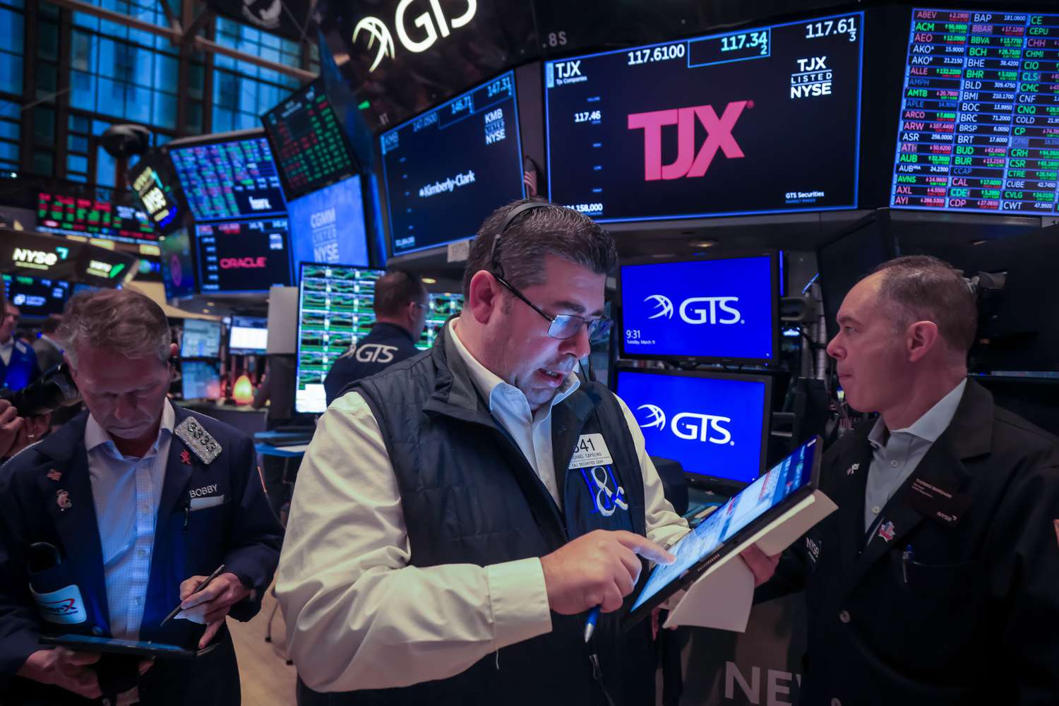 Traders work on the floor of the New York Stock Exchange 