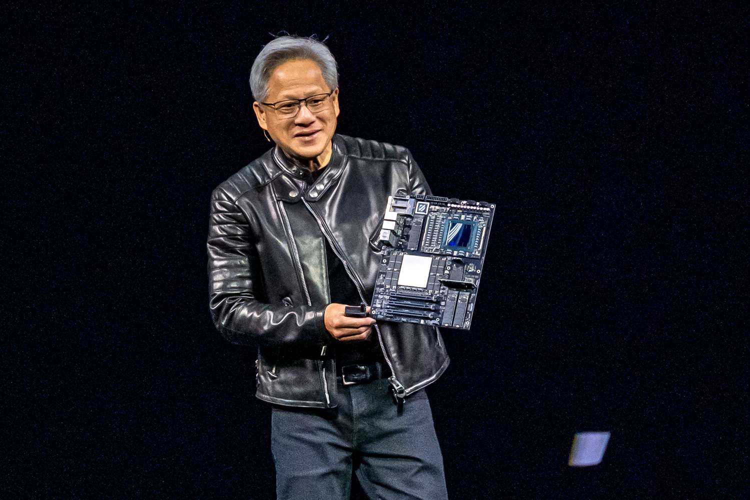 Jensen Huang, co-founder and chief executive officer of Nvidia Corp., during the Nvidia GPU Technology Conference on March 18, 2025