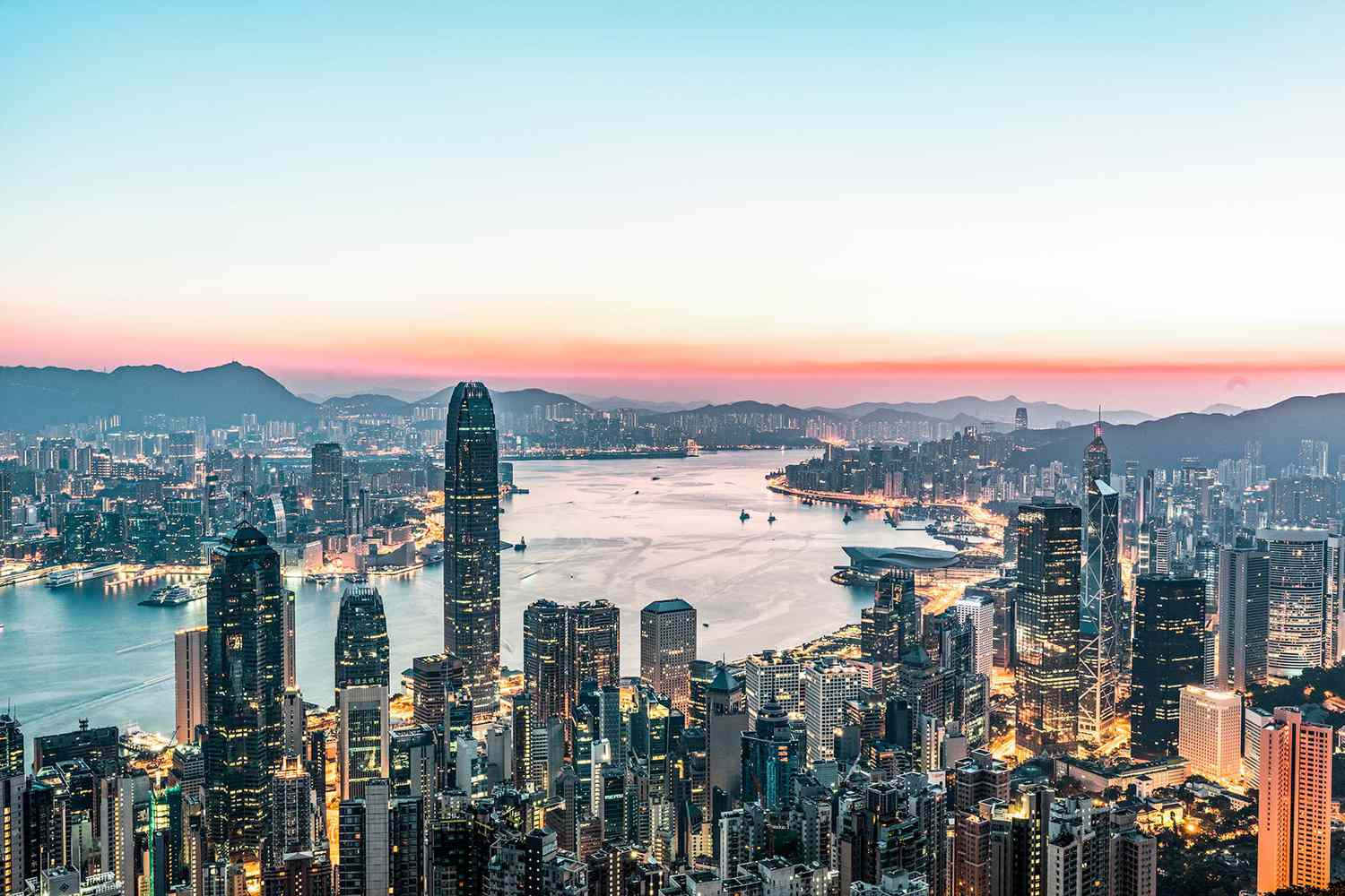 Hong Kong skyline during sunrise
