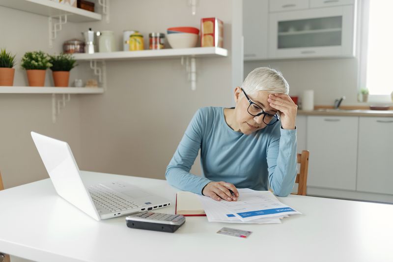Woman makes serious financial and banking decisions