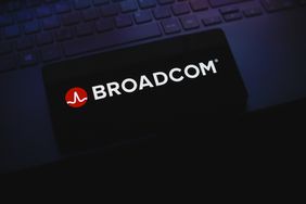 Broadcom Inc. logo is displayed on a smartphone screen