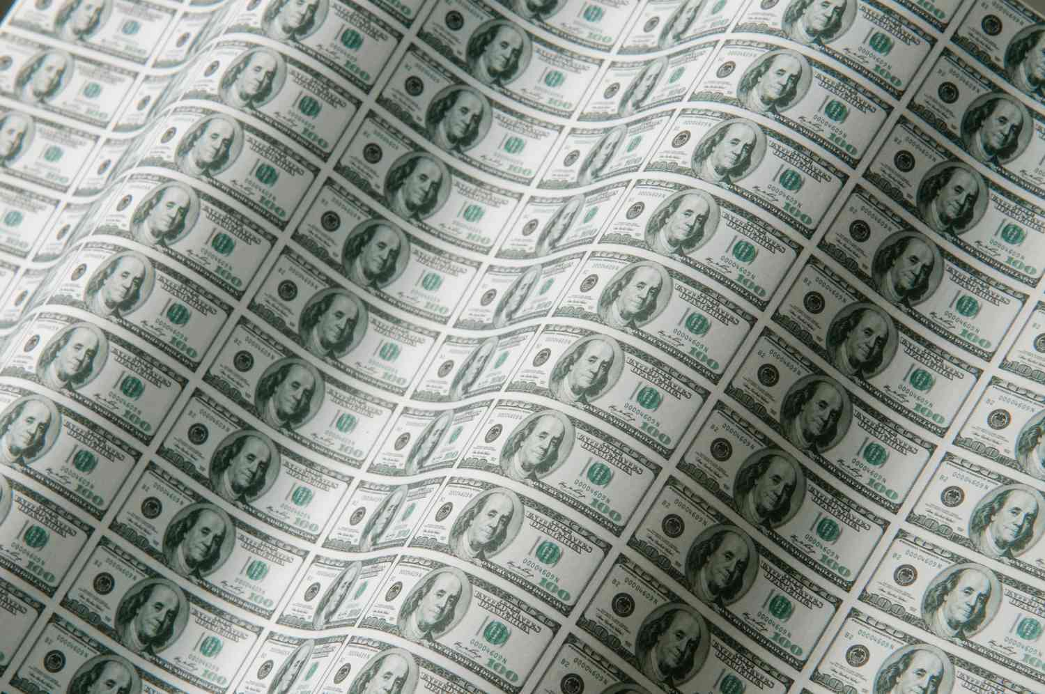 Sheet of $100 bills