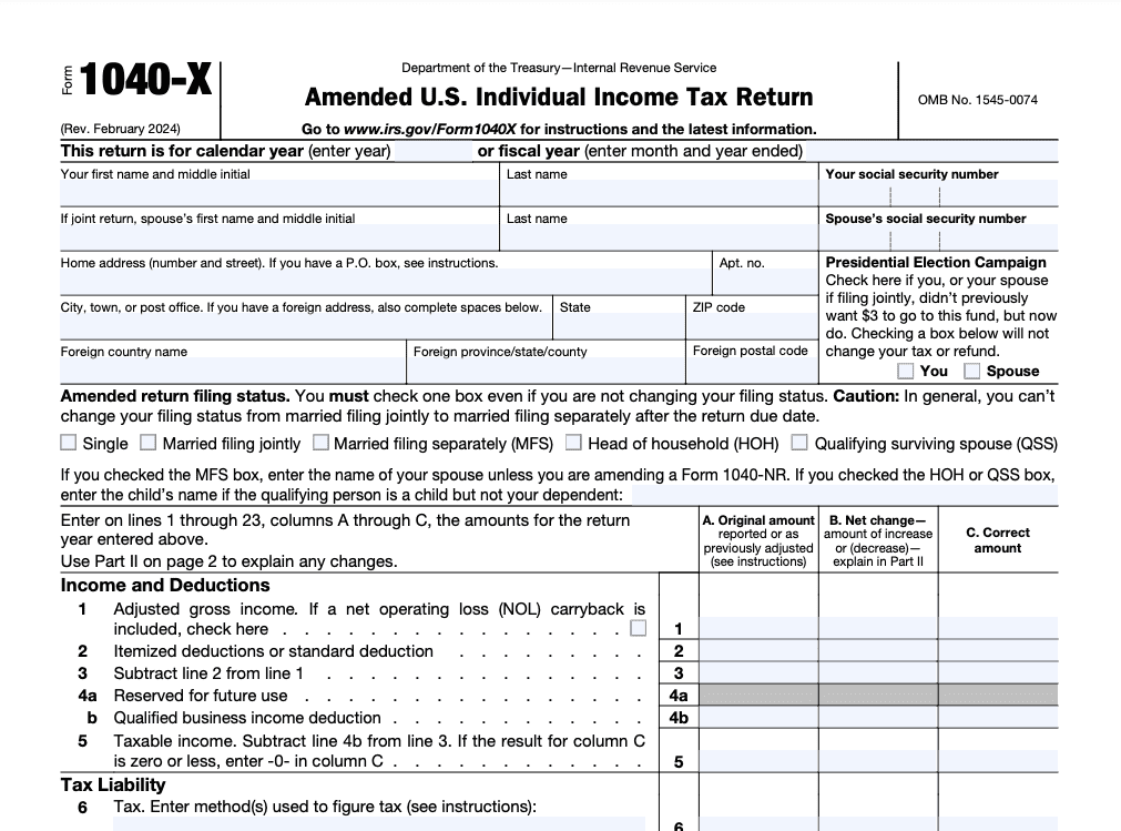 Form 1040-X