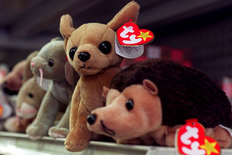 Beanie Babies are lined up on the shelf of a store in Washington, D.C.