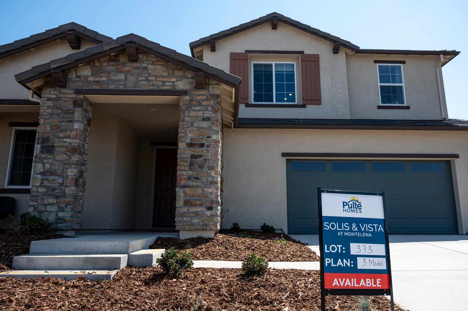 Homes under construction at the Pulte Homes Solis and Vista at Montelena development in Rancho Cordova, California, US, on Monday, July 22, 2024. 