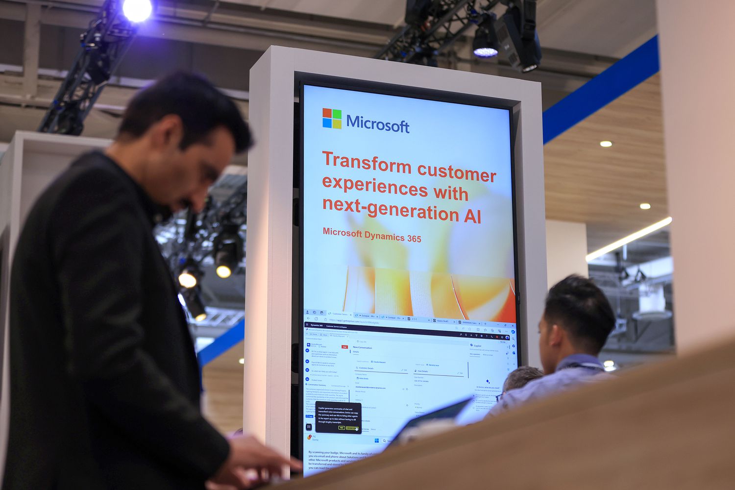 Microsoft booth at the Hannover Messe 2024 trade fair in Hannover, Germany, on Monday, April 22, 2024.